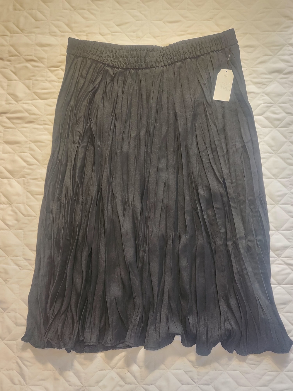 Time and Tru Black Pleated Midi Skirt
